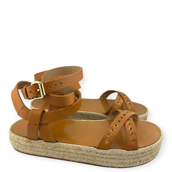 Isabel Marant Melyz Leather Espadrille Flatform Sandals In Brown - Picture 1 of 5